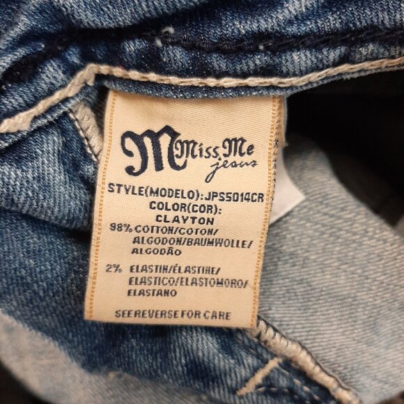 Miss Me Women's Blue Low Rise Thick Stitch Flap Pockets Cropped Denim Jeans - Picture 9 of 11